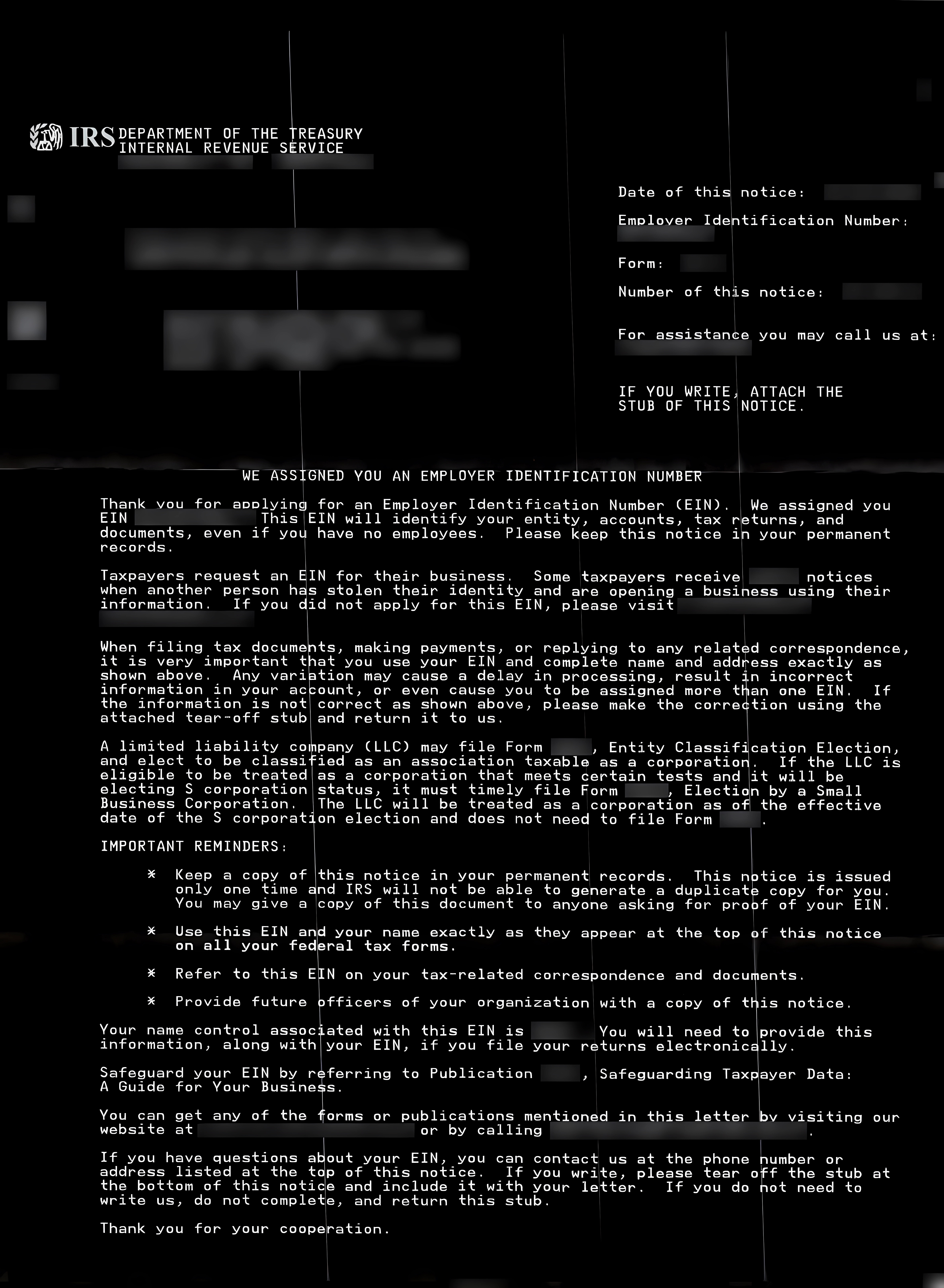 US LLC IRS EIN⁩